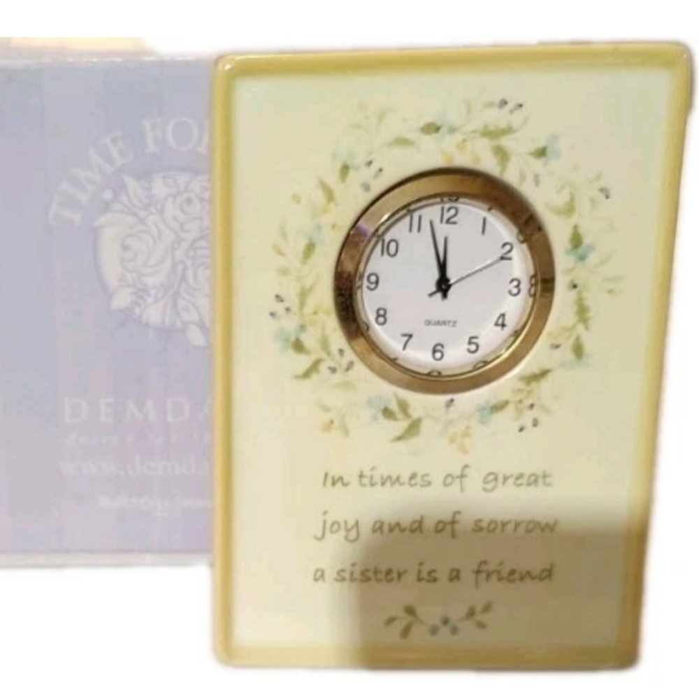 SISTER Vintage Demdaco Ceramic Clock Yellow , NOS